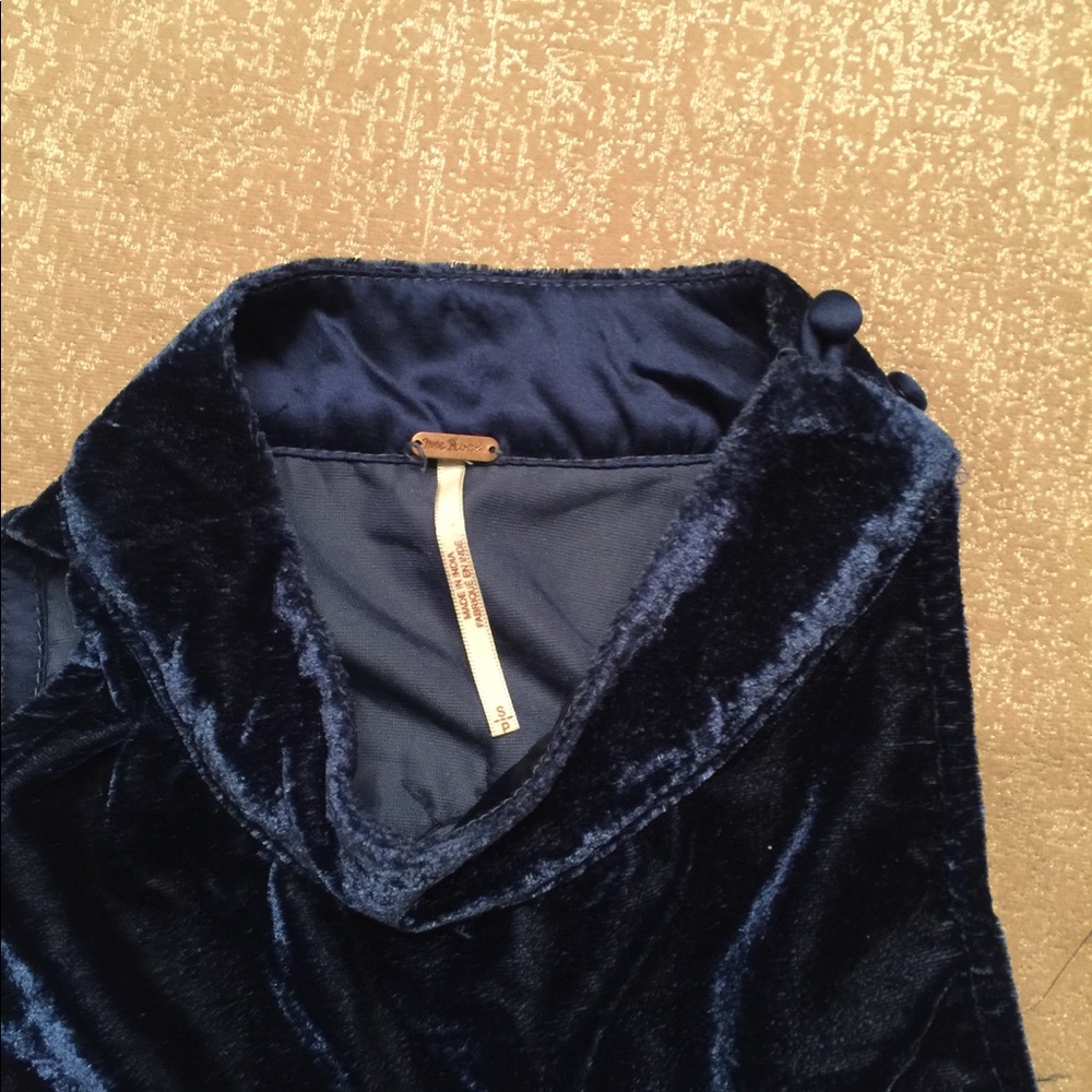 Free People blue velvet swing dress 👗 - Picture 4 of 6